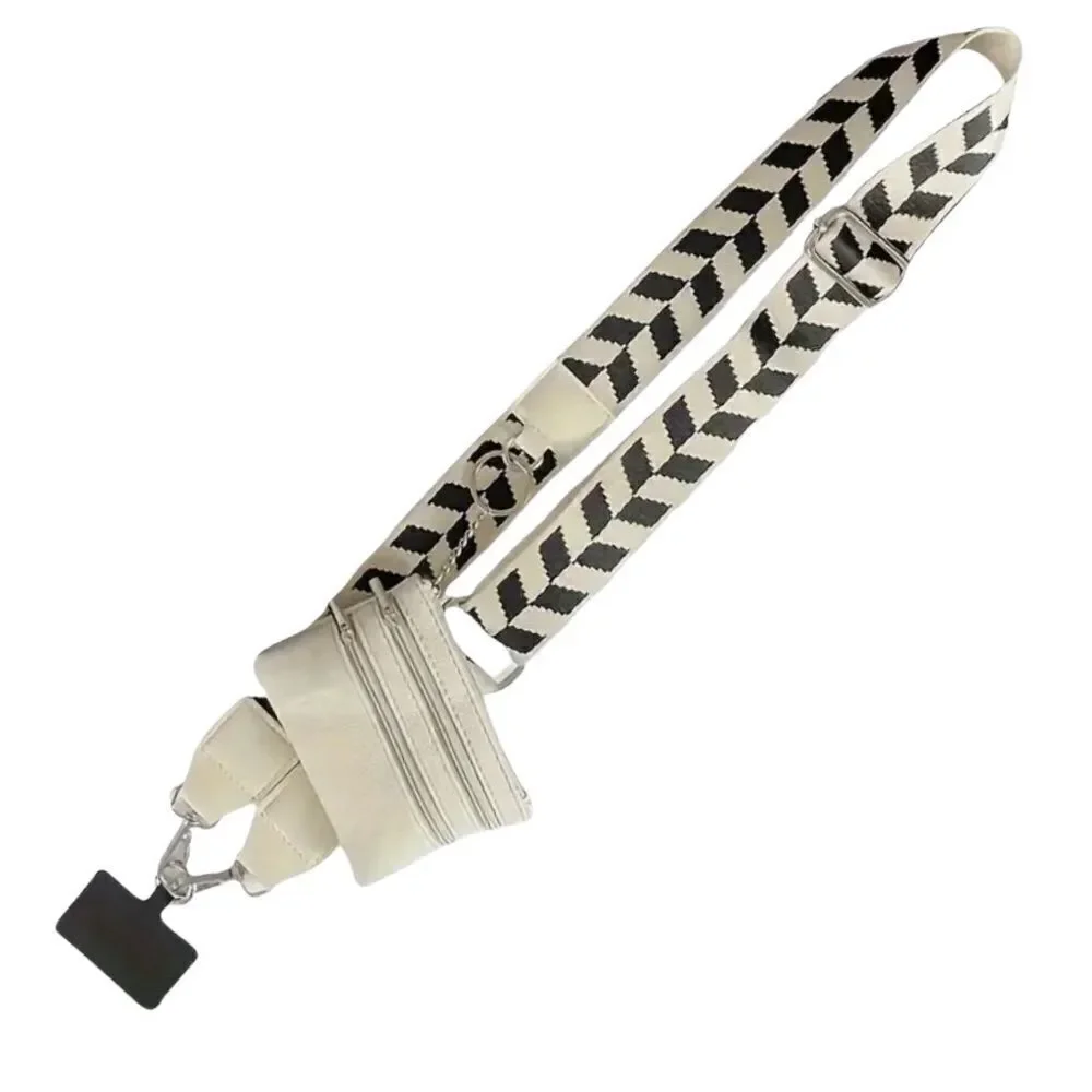Woven Nylon Cell Phone Lanyard Strap with Wallet Pouch